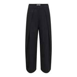 ONLY Pinya pleat barrel bukser - Black / Cloud Dancer Pinstripes
