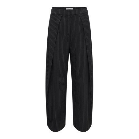 ONLY Pinya pleat barrel bukser - Black / Cloud Dancer Pinstripes