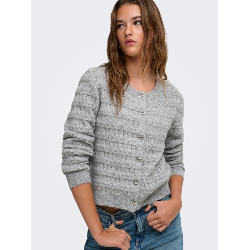 ONLY Cabala cabel strikcardigan - Medium Grey Melange