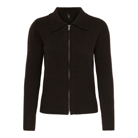 ONLY Macey zipper strikcardigan - Coffee Bean / Silver Zip
