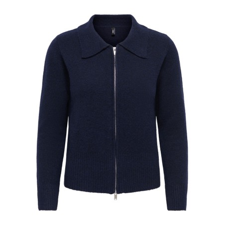 ONLY Macey zipper strikcardigan - Night Sky / Silver Zip