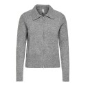 ONLY Macey zipper strikcardigan - Medium Grey Melange / Silver Zip