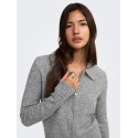 ONLY Macey zipper strikcardigan - Medium Grey Melange / Silver Zip