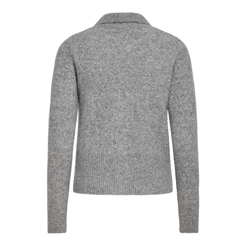 ONLY Macey zipper strikcardigan - Medium Grey Melange / Silver Zip