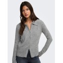 ONLY Macey zipper strikcardigan - Medium Grey Melange / Silver Zip