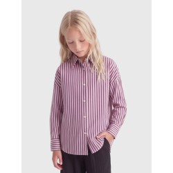 KIDS ONLY Vesper loose langærmet skjorte - Pink Lady / stripes fudge