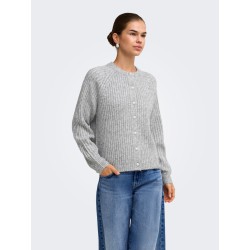 ONLY Kalibu langærmet strikcardigan - Light Grey Melange