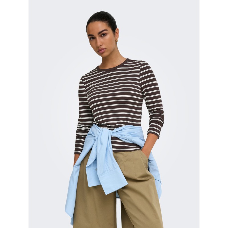 ONLY Nina langærmet bluse - Coffee Bean