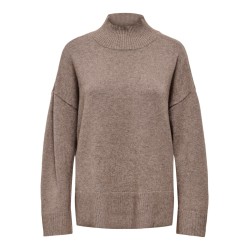 ONLY Mary high neck striktrøje - Shaved Chocolate / Melange