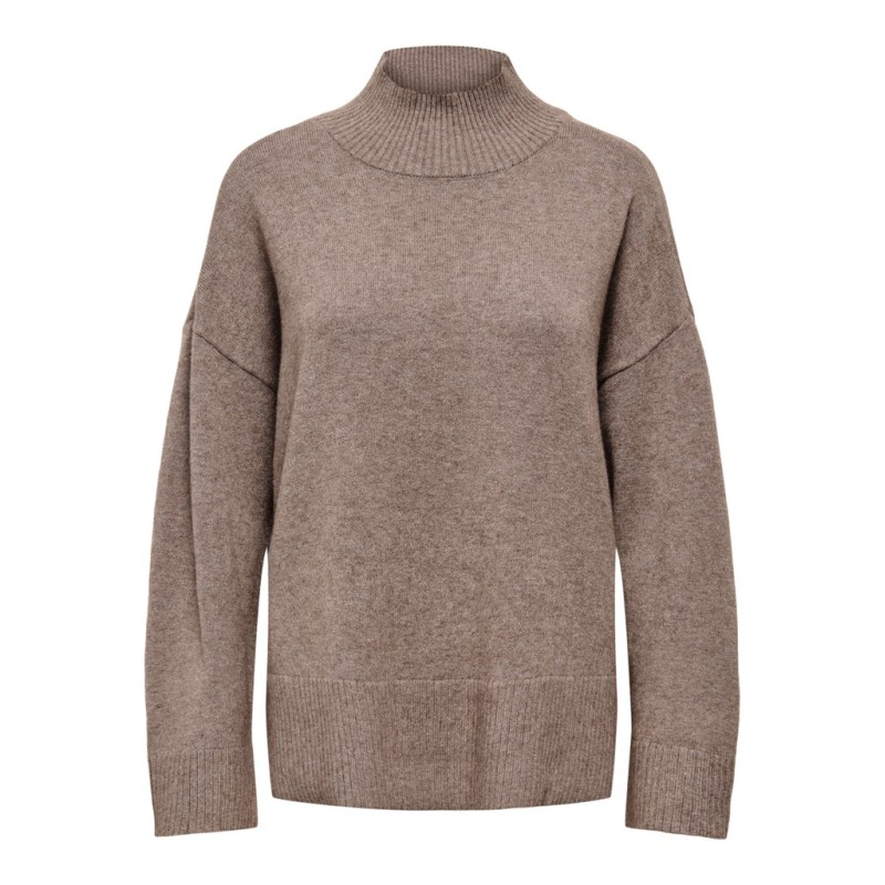 ONLY Mary high neck striktrøje - Shaved Chocolate / Melange
