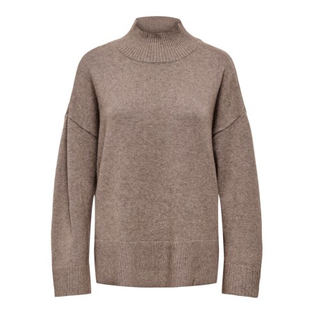 ONLY Mary high neck striktrøje - Shaved Chocolate / Melange
