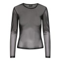 PIECES Ninni langærmet mesh top - Sort
