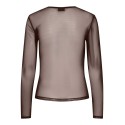 PIECES Ninni langærmet mesh top - Hot Fudge