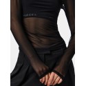 PIECES Ninni langærmet mesh top - Sort