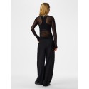 PIECES Ninni langærmet mesh top - Sort