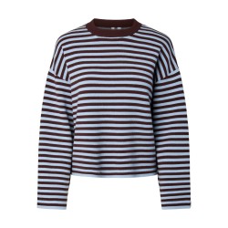 PIECES Jassy langærmet stribet strik - Hot Fudge / CASHMERE BLUE