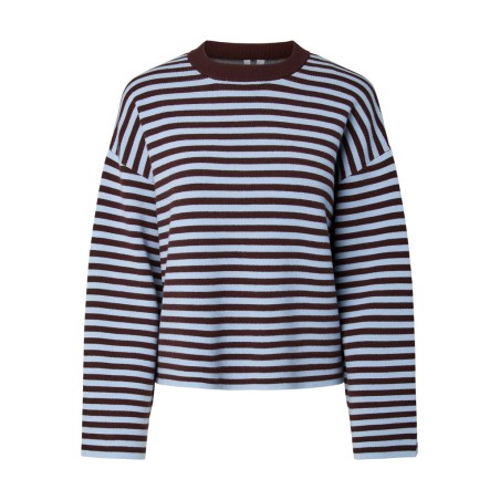 PIECES Jassy langærmet stribet strik - Hot Fudge / CASHMERE BLUE