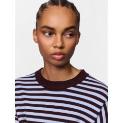 PIECES Jassy langærmet stribet strik - Hot Fudge / CASHMERE BLUE
