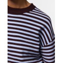PIECES Jassy langærmet stribet strik - Hot Fudge / CASHMERE BLUE