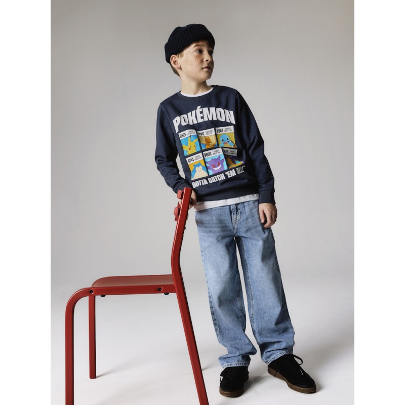NAME IT KIDS dreng - Stus pokemon sweatshirt - Ombre Blue