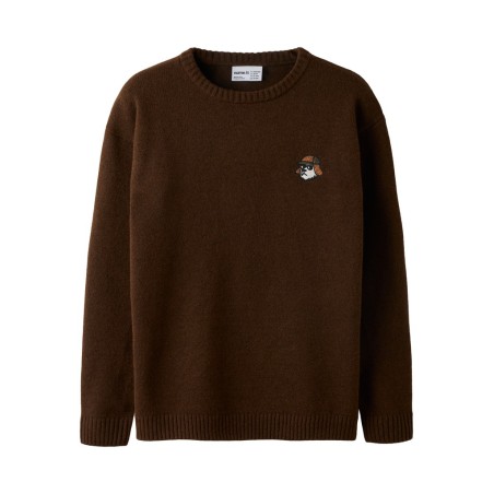 NAME IT KIDS dreng - Lexander langærmet strik - Chocolate Plum