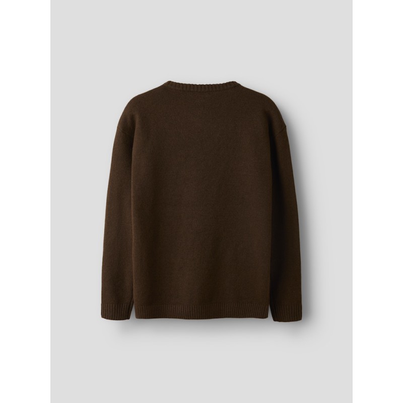 NAME IT KIDS dreng - Lexander langærmet strik - Chocolate Plum