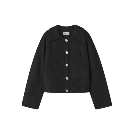 NAME IT KIDS pige - Tilis langærmet loose strik cardigan - Sort