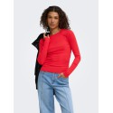 JDY Lucky langærmet bluse - Racing Red