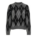 JDY Bianka argyle langærmet striktrøje - Dark Grey Melange