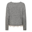 JDY Stephanie v-neck lace striktrøje - Light Grey Melange / White Lace