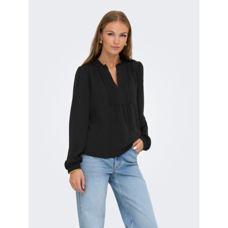 JDY Rachel langærmet bluse - Black