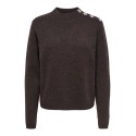 JDY Super life button striktrøje - Coffee Bean / Melange