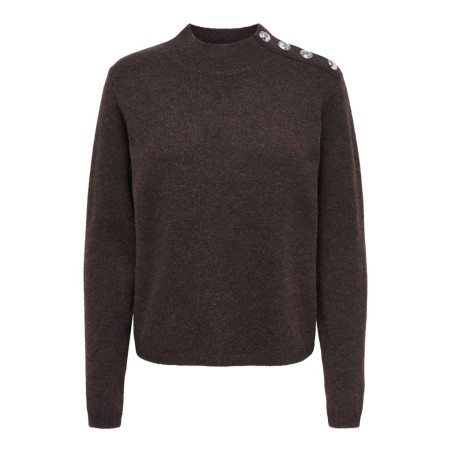 JDY Super life button striktrøje - Coffee Bean / Melange