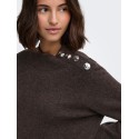 JDY Super life button striktrøje - Coffee Bean / Melange