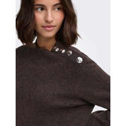 JDY Super life button striktrøje - Coffee Bean / Melange