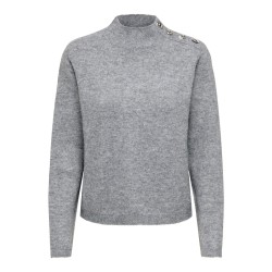 JDY Super life button striktrøje - Medium Grey Melange