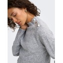 JDY Super life button striktrøje - Medium Grey Melange