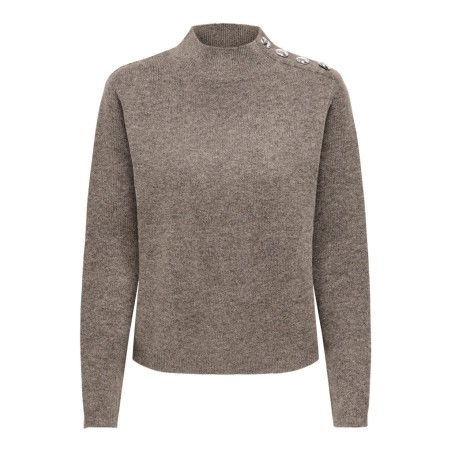 JDY Super life button striktrøje - Walnut / Melange