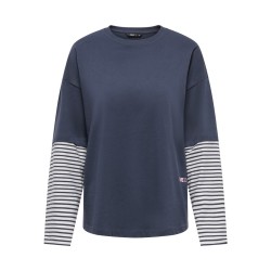 ONLY Lana layered stripe bluse - Navy Blazer