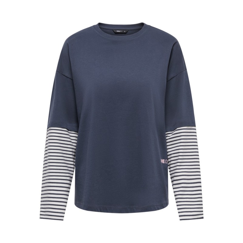 ONLY Lana layered stripe bluse - Navy Blazer