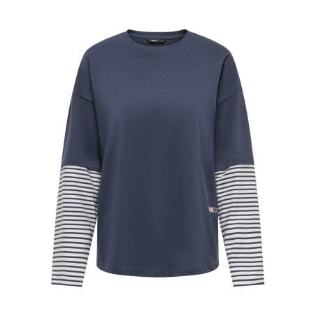 ONLY Lana layered stripe bluse - Navy Blazer