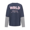 ONLY Lana layered stripe bluse - Navy Blazer