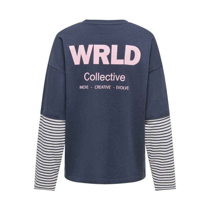 ONLY Lana layered stripe bluse - Navy Blazer