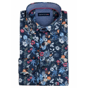 BERNTSON Strygefri langærmet skjorte - Navy / Flower