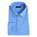BERNTSON Strygefri langærmet bamboo skjorte - Light Navy