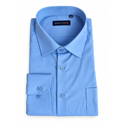 BERNTSON Strygefri langærmet bamboo skjorte - Light Navy