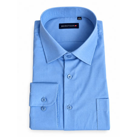 BERNTSON Strygefri langærmet bamboo skjorte - Light Navy