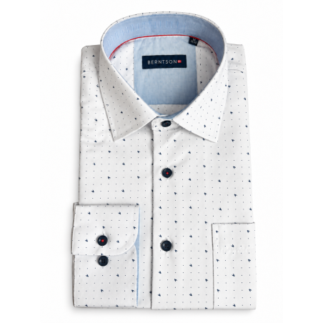 BERNTSON Strygefri langærmet skjorte - White / Navy