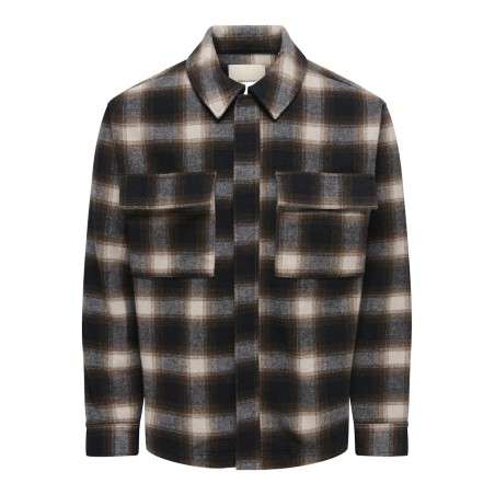 ONLY & SONS Aulo zip overshirt - Jet Black