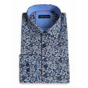 BERTNSON Strygefri langærmet skjorte - Dark Navy Print